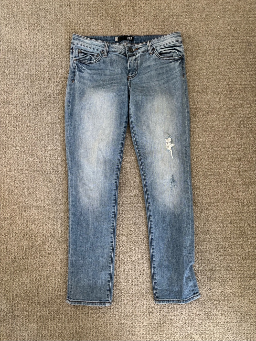 Boyfriend Jeans with Subtle Distressing - Women's